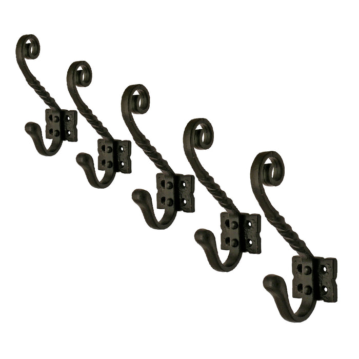 Black Cast Iron Tudor Hat and Coat Hooks