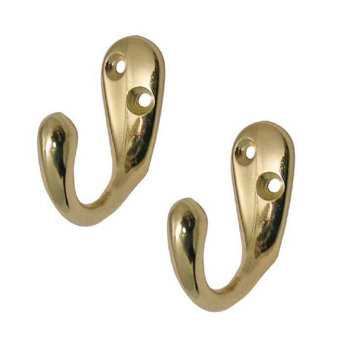 Polished Brass Single Coat Hooks