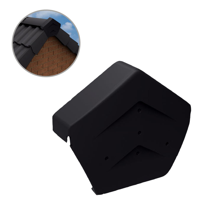 Black Angled Ridge End Cap for Dry Verge Systems