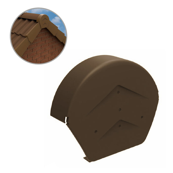 Brown Rounded Ridge End Cap for Dry Verge Systems