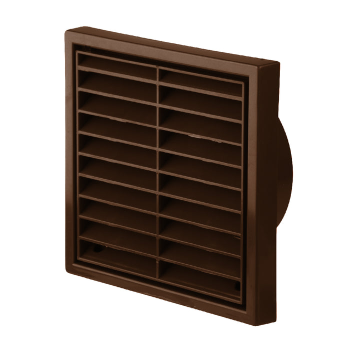 Brown Louvre Extractor Air Vent & Back Draught Shutter 4 Inch