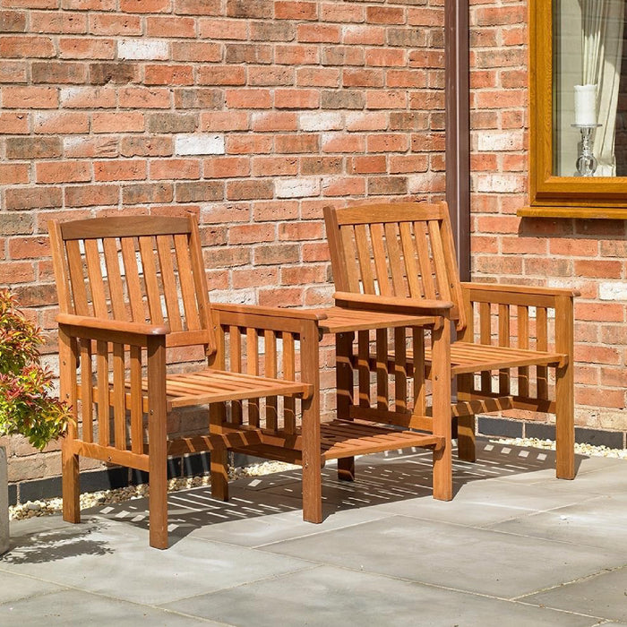 Hardwood 2 Seater Wooden Companion Set Garden