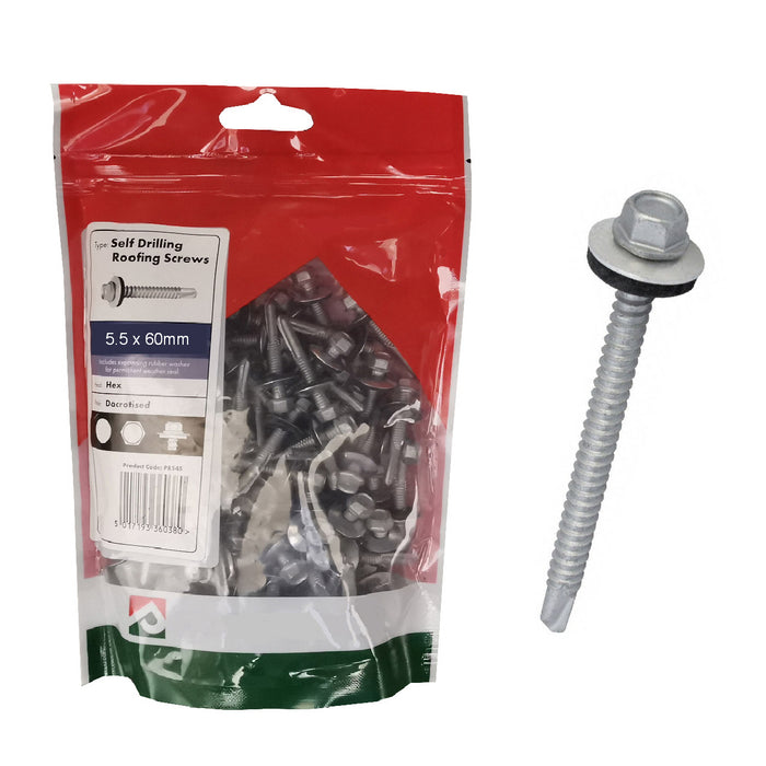 100 x Roofing & Cladding Screws 5.5 x 60mm Self Drill