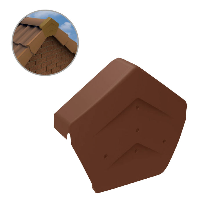 Terracotta Angled Ridge End Cap for Dry Verge Systems