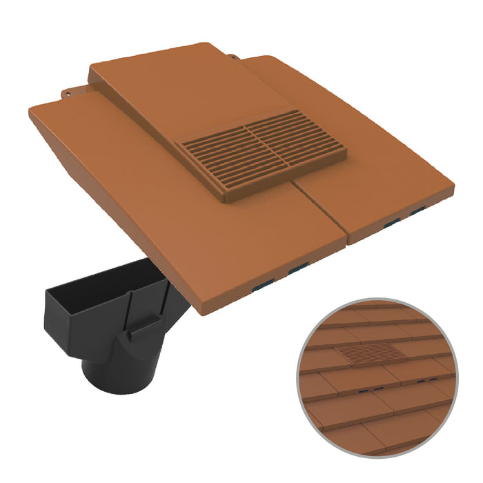 Terracotta Plain In-line Roof Tile Vent & Pipe Adapter for Concrete and Clay Tiles