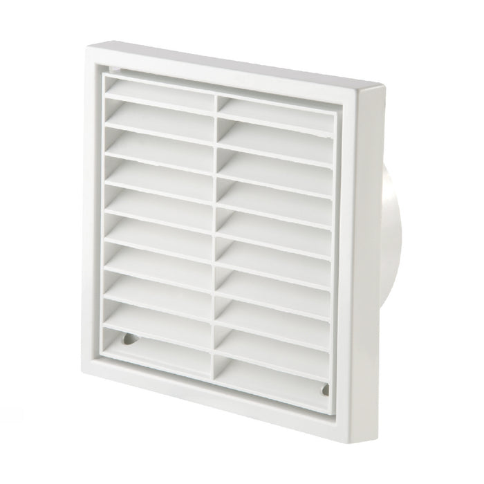 White Louvre Extractor Air Vent & Back Draught Shutter 4 Inch