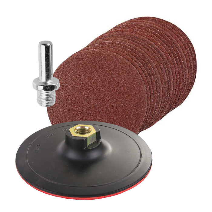 Mixed Grit Hook & Loop Sanding Discs & Backing Pad Kit