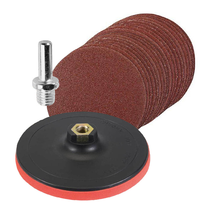 Mixed Grit Hook & Loop Sanding Discs & Backing Pad Kit