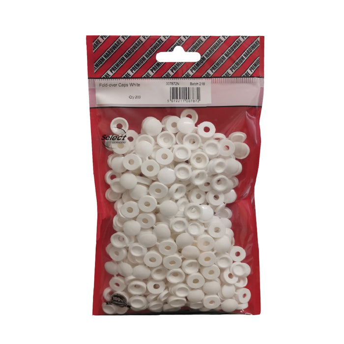 200 x Snap-On White Plastic Screw Caps for No.6 - 8 Screws