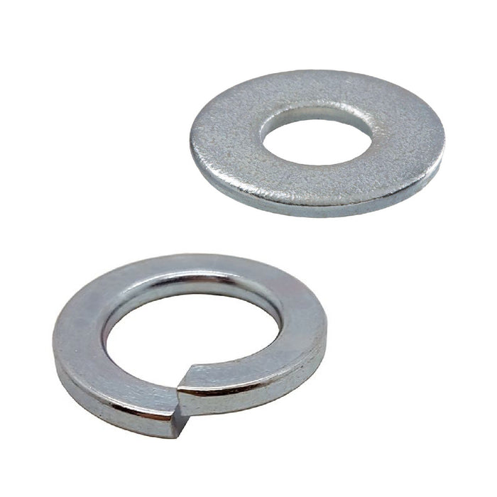 500 x Assorted Spring & Flat Washers, Galvanized Zinc Plated