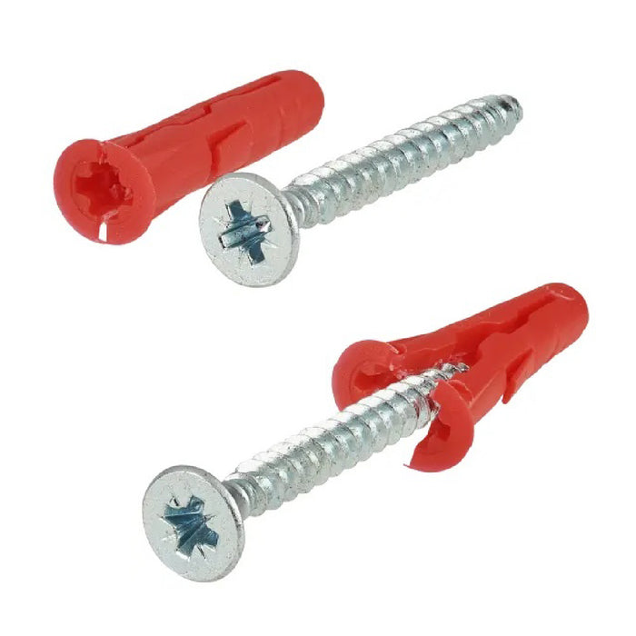 RawlPlug Red 6mm Wall Plugs & Screws / 500 Plugs & 500 Screws