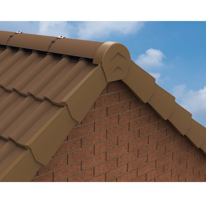 Brown Rounded Ridge End Cap for Dry Verge Systems