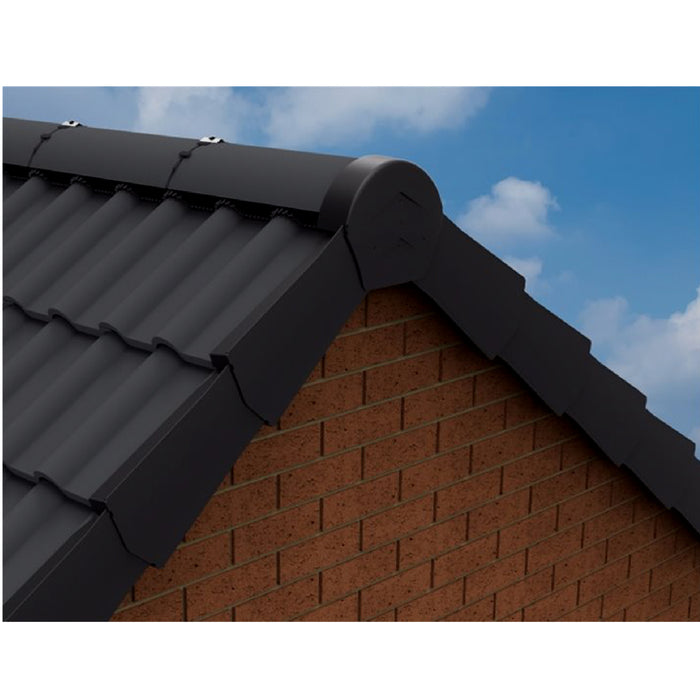 Black Rounded Ridge End Cap for Dry Verge Systems