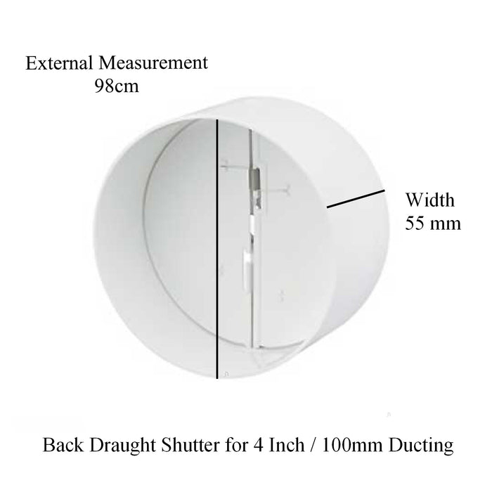 Grey Gravity Flap Air Vent & Back Draught Shutter 4 Inch