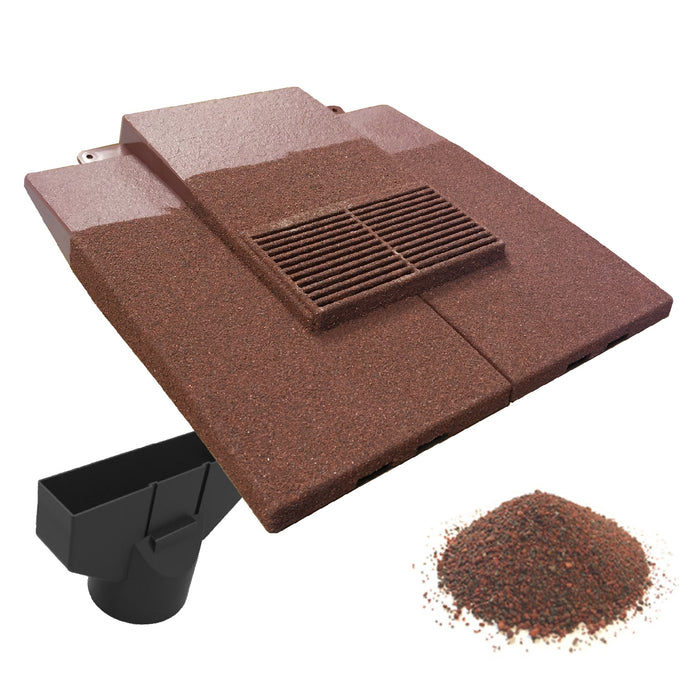 Granulated Old Red Plain In-line Roof Tile Vent & Pipe Adapter