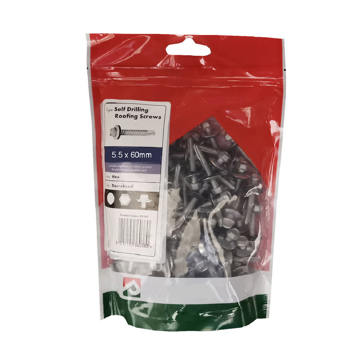 100 x Roofing & Cladding Screws 5.5 x 60mm Self Drill