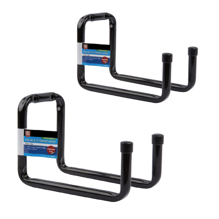 2 x 175mm Heavy Duty Double Bike Storage Hooks Wall Mounted