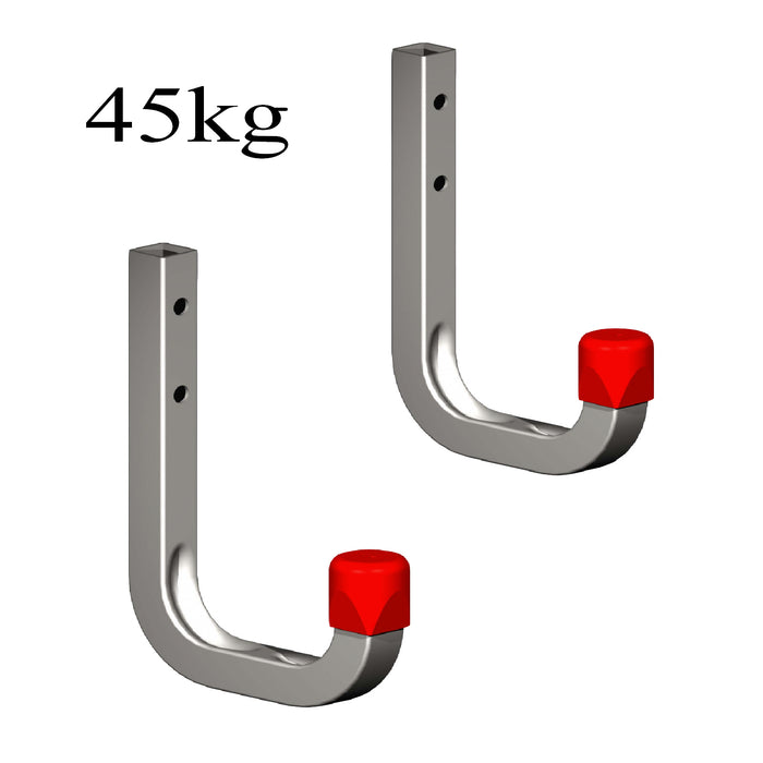 2 x 80mm Storage Wall Hooks 45kg Galvanised Steel