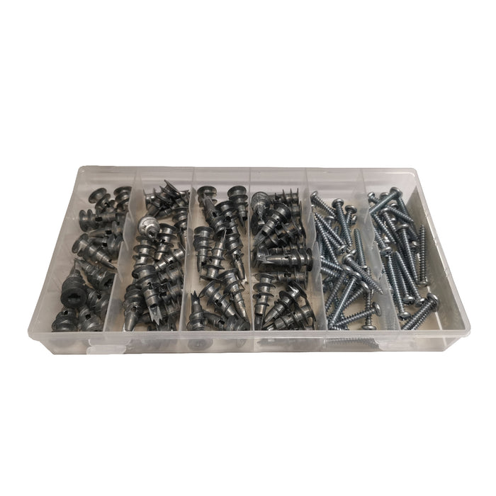 100 x Metal Plasterboard Anchors & Screws