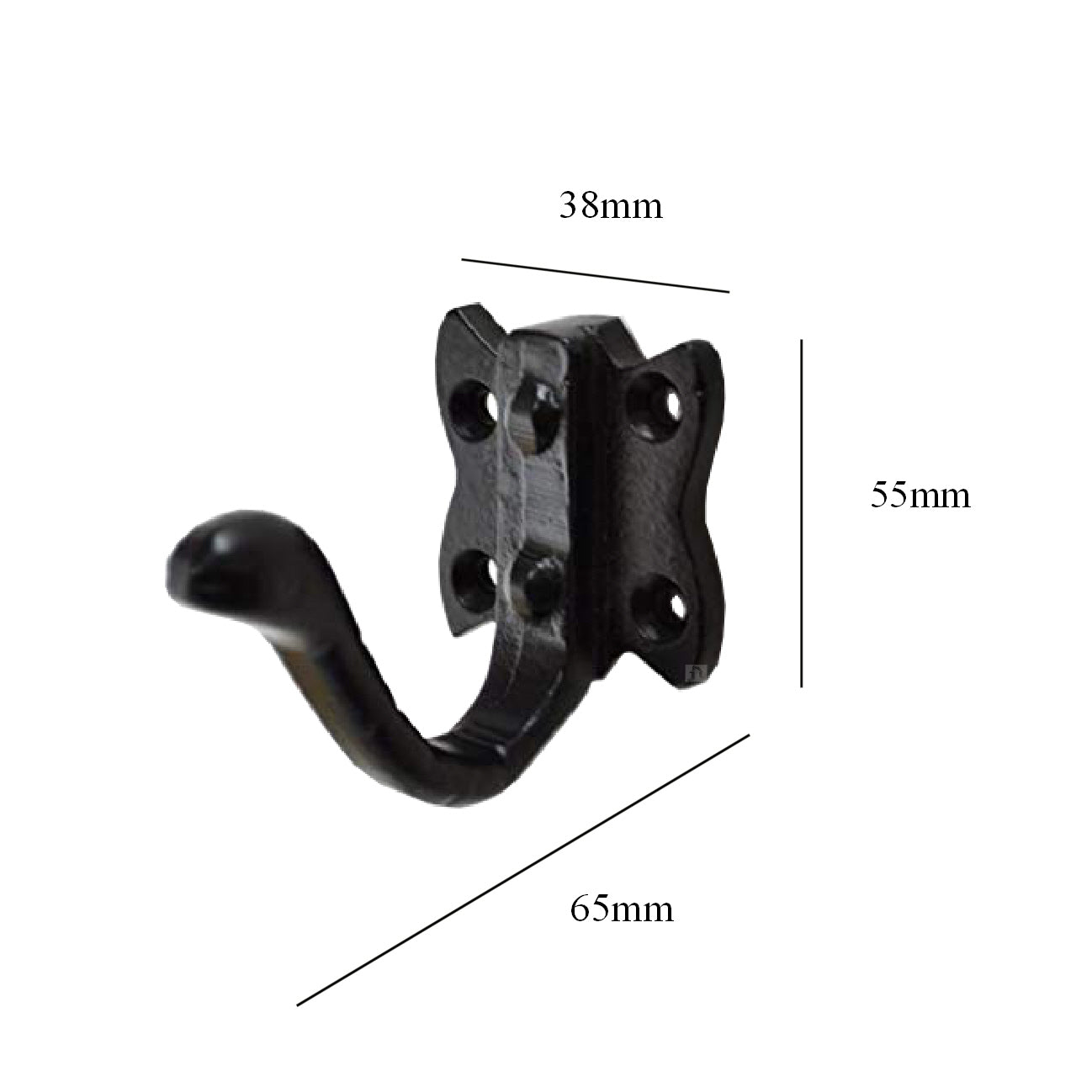 Black Cast Iron Tudor Single Coat Hooks