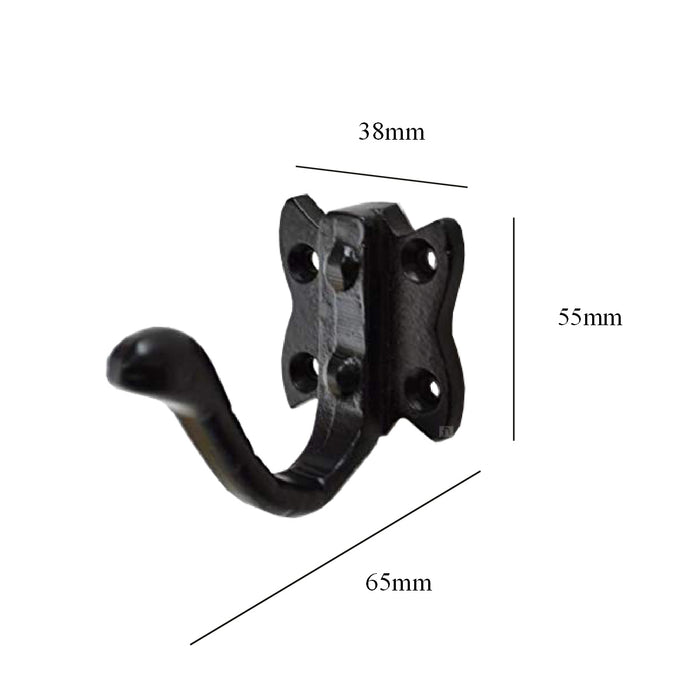 Black Cast Iron Tudor Single Coat Hooks