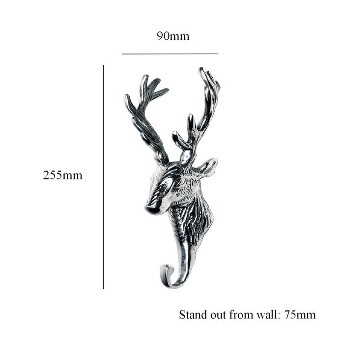 Stags Head Chrome Hat & Coat Hooks