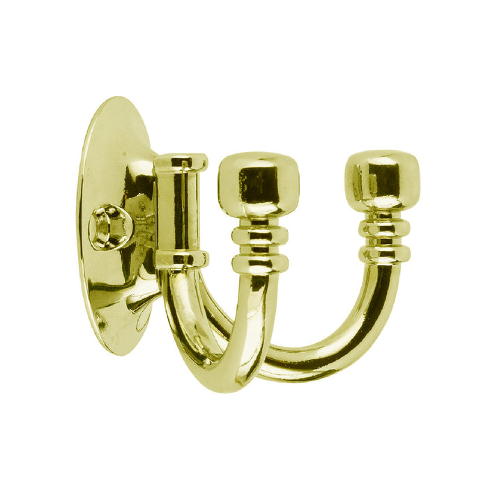 Polished Brass Ball End Double Coat Hooks