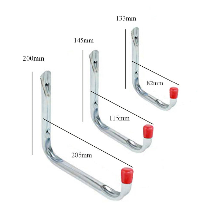 6 x Assorted Chrome Storage Hooks Wall Mounted