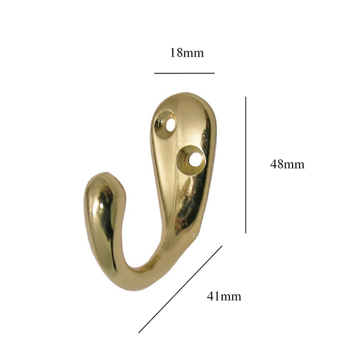 Polished Brass Single Coat Hooks