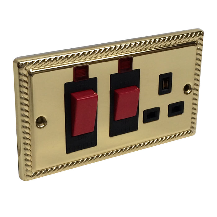 Electrical Georgian Brass Rope Sockets & Switches /