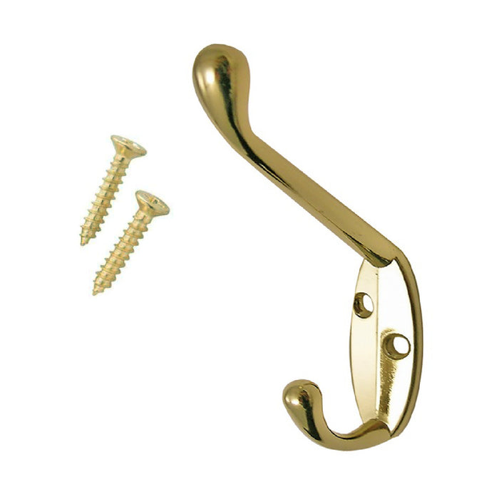 Polished Brass Double Hat & Coat Hooks