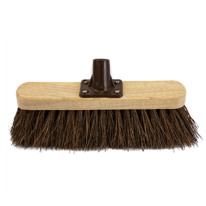 Natural Bassine Hard Sweeping Brush 12 Inch Broom Head Varnished Wood