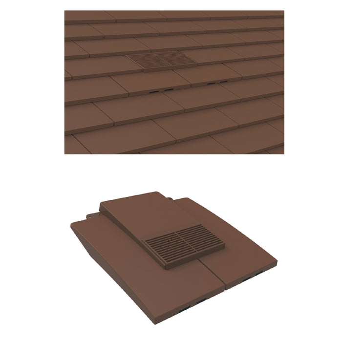 Brown Plain In-line Roof Tile Vent & Pipe Adapter for Concrete and Clay Tiles