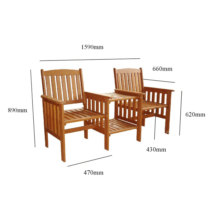 Hardwood 2 Seater Wooden Companion Set Garden