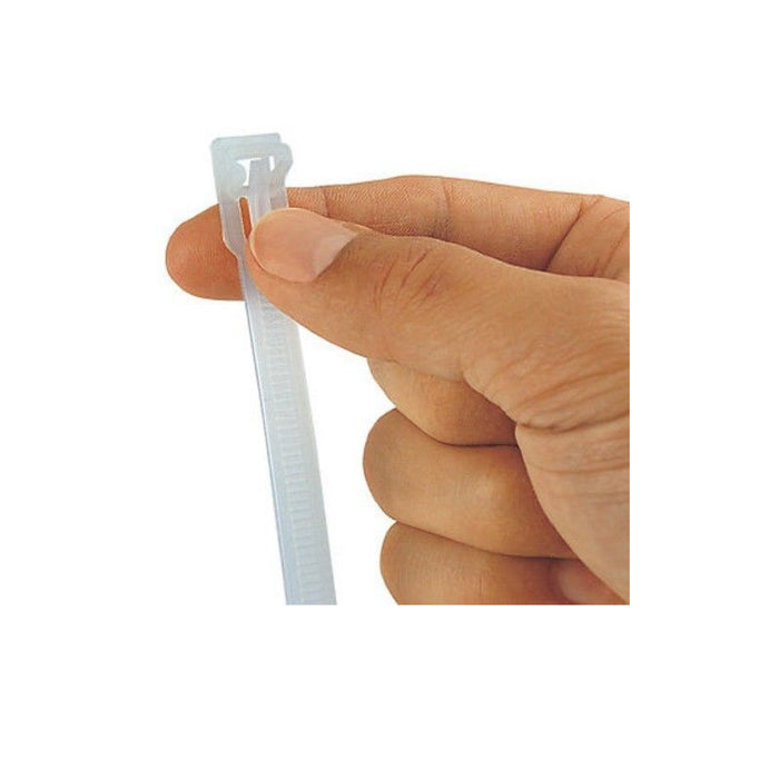 100 x Natural Releasable Cable Ties  Size: 200 x 7.6mm