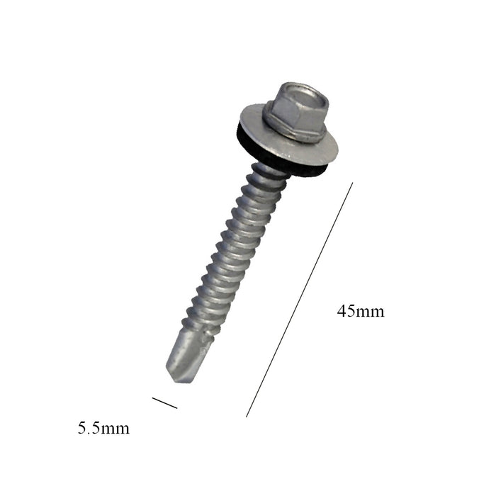 100 x Roofing & Cladding Screws 5.5 x 45mm Self Drill