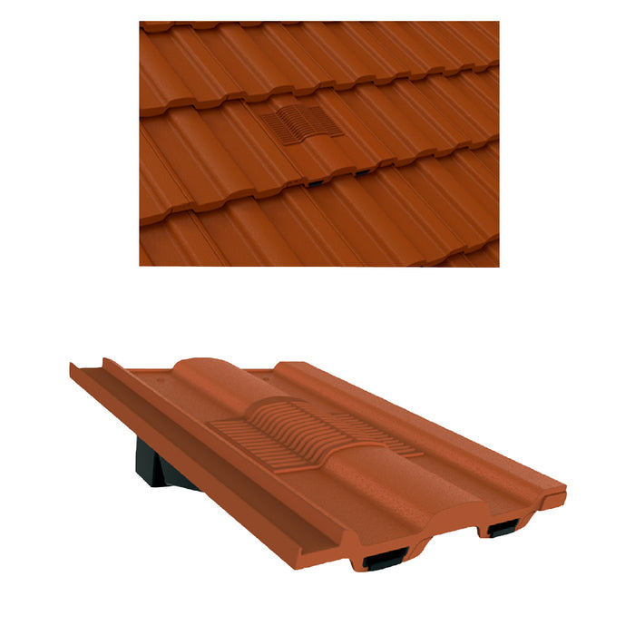 Terracotta Castellated Roof Tile Vent & Adapter for Marley Ludlow Redland
