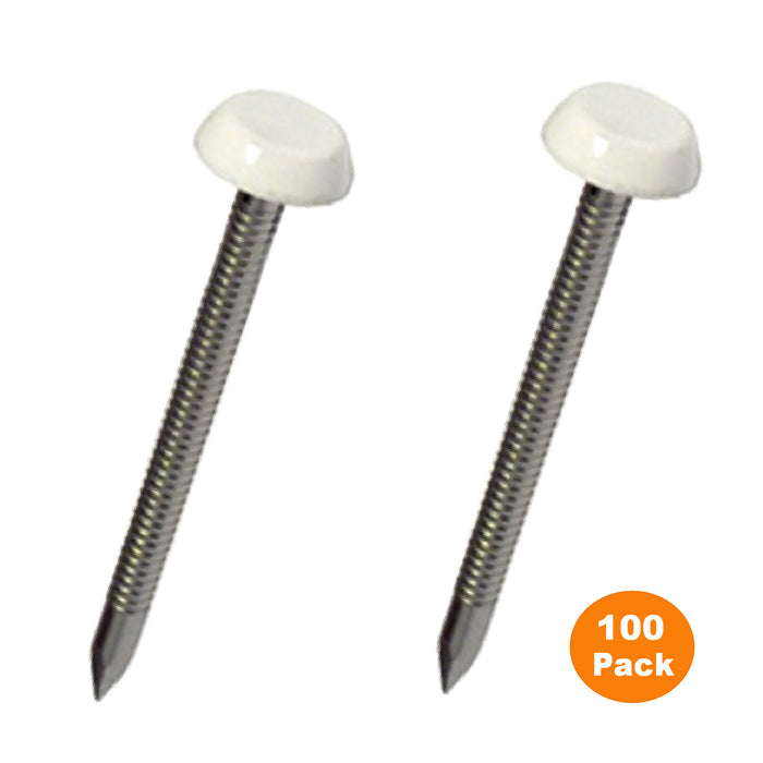 White UPVC Poly Top Nails Stainless Steel