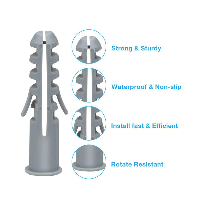 52 x Plasplugs Assorted Wall Raw Fixings for Concrete Brick & Plasterboard