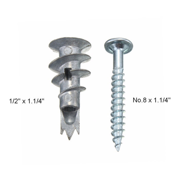 100 x Metal Plasterboard Anchors & Screws