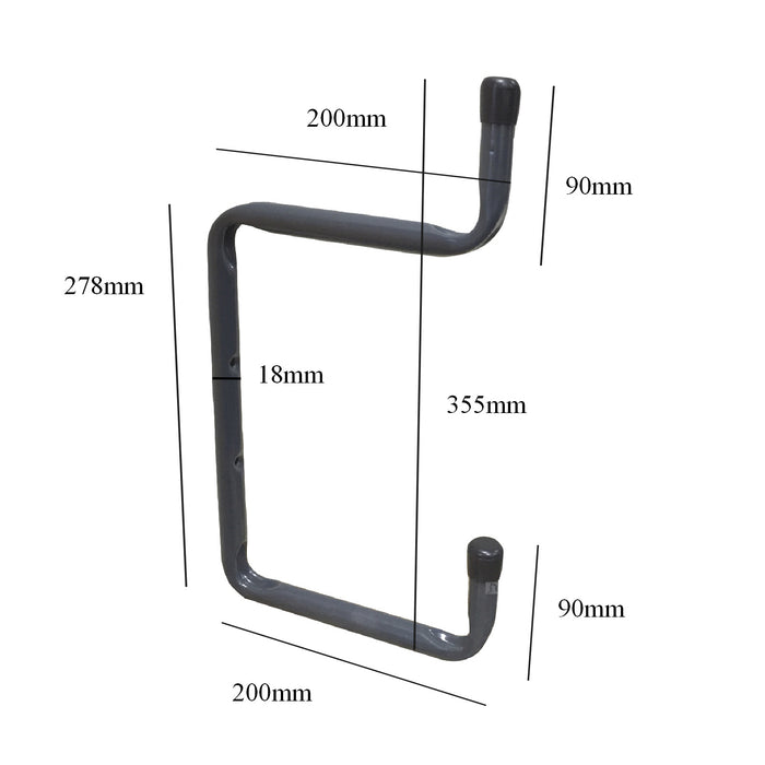 2 x Wall Mounted 200mm Double Utility Ladder Hooks