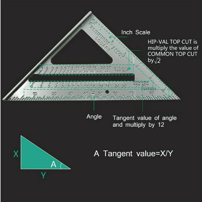 Metal Roofing Square 7" Carpenters Measuring Angle Tool