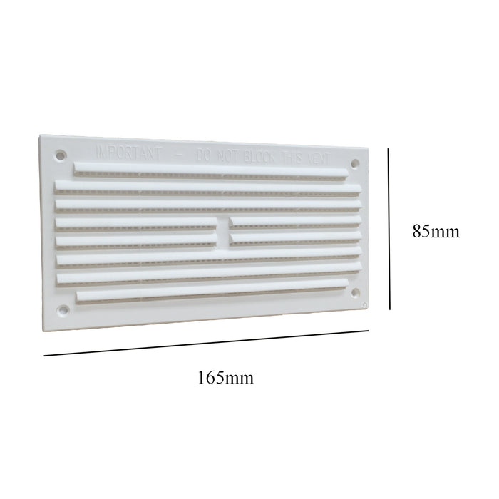 6" x 3" White Louvre Air Vent Grille with Removable Flyscreen Cover