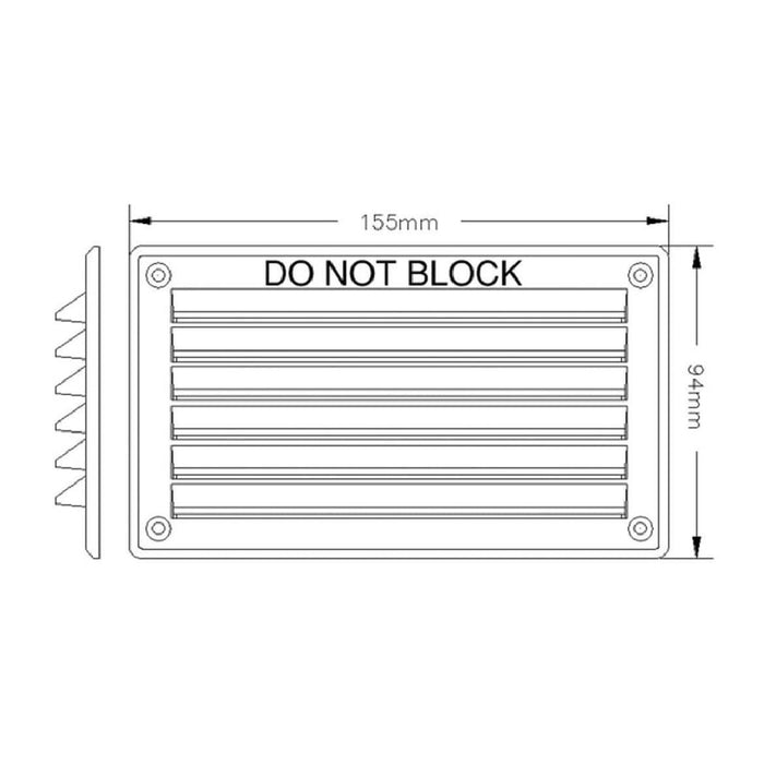 Rytons Louvre Air Vent 6" x 3" Plastic Grille with Flyscreen