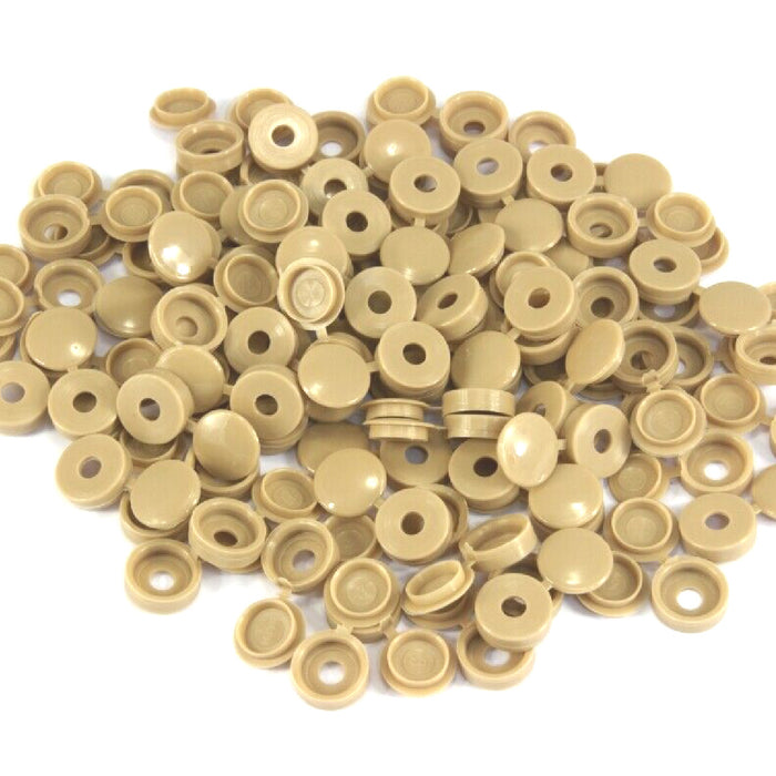 80 x Beige Fold Over Plastic Hinged Screw Caps / 17mm Large Cups