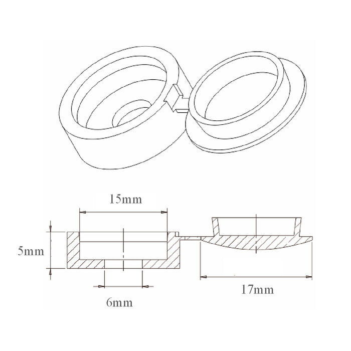 80 x Beige Fold Over Plastic Hinged Screw Caps / 17mm Large Cups