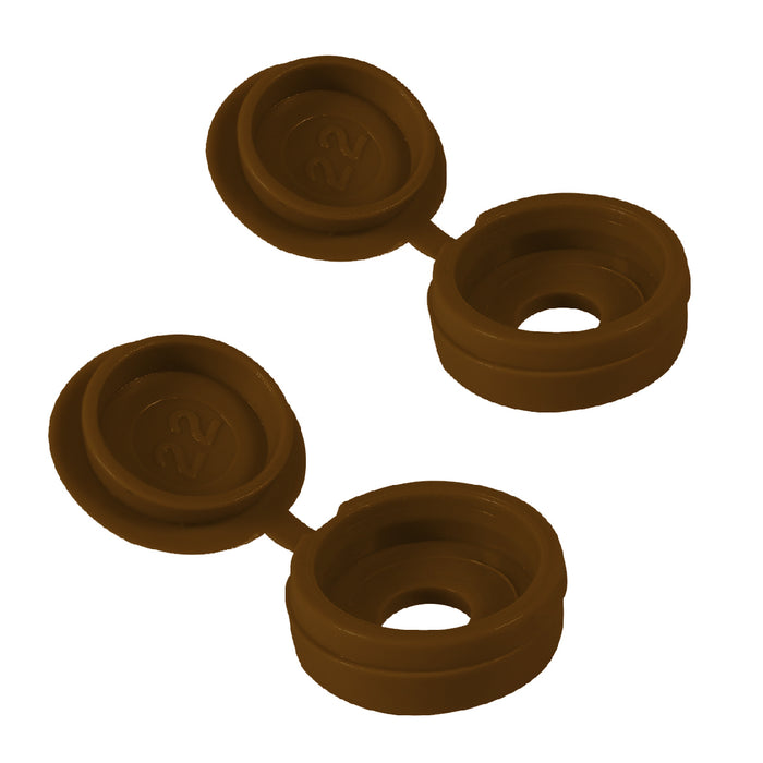 80 x Brown Fold Over Plastic Hinged Screw Caps / 17mm Large Cups