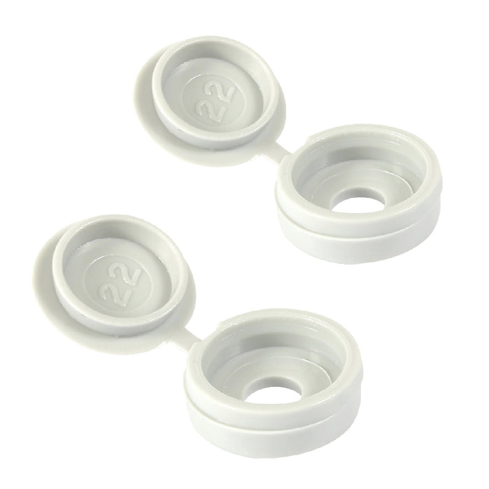 80 x White Fold Over Plastic Hinged Screw Caps / 17mm Large Cups