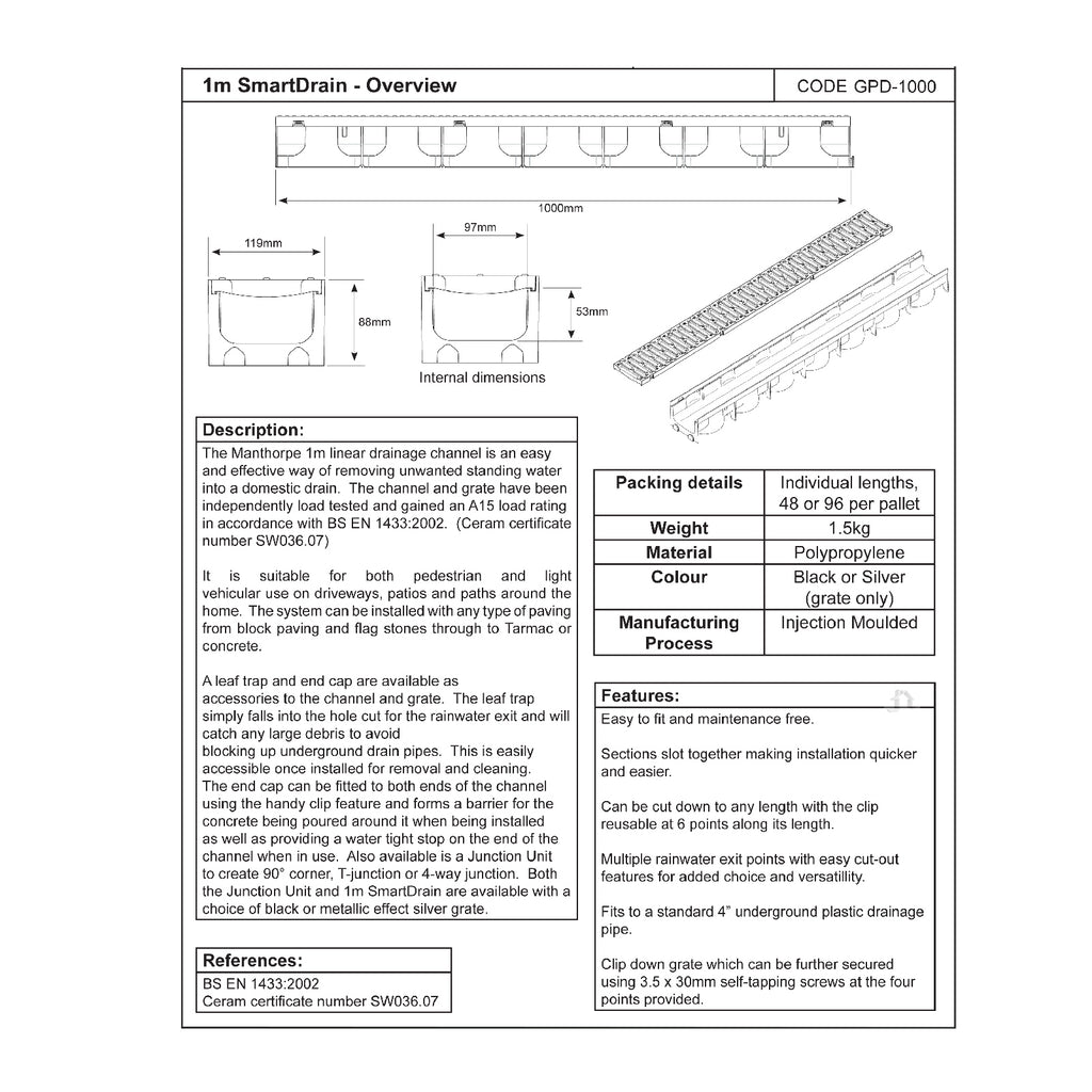 Garage Drainage Silver Pack & Accessories (3x 1m)