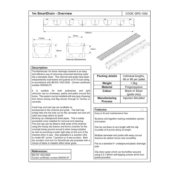 Garage Drainage Silver Pack & Accessories (3x 1m)